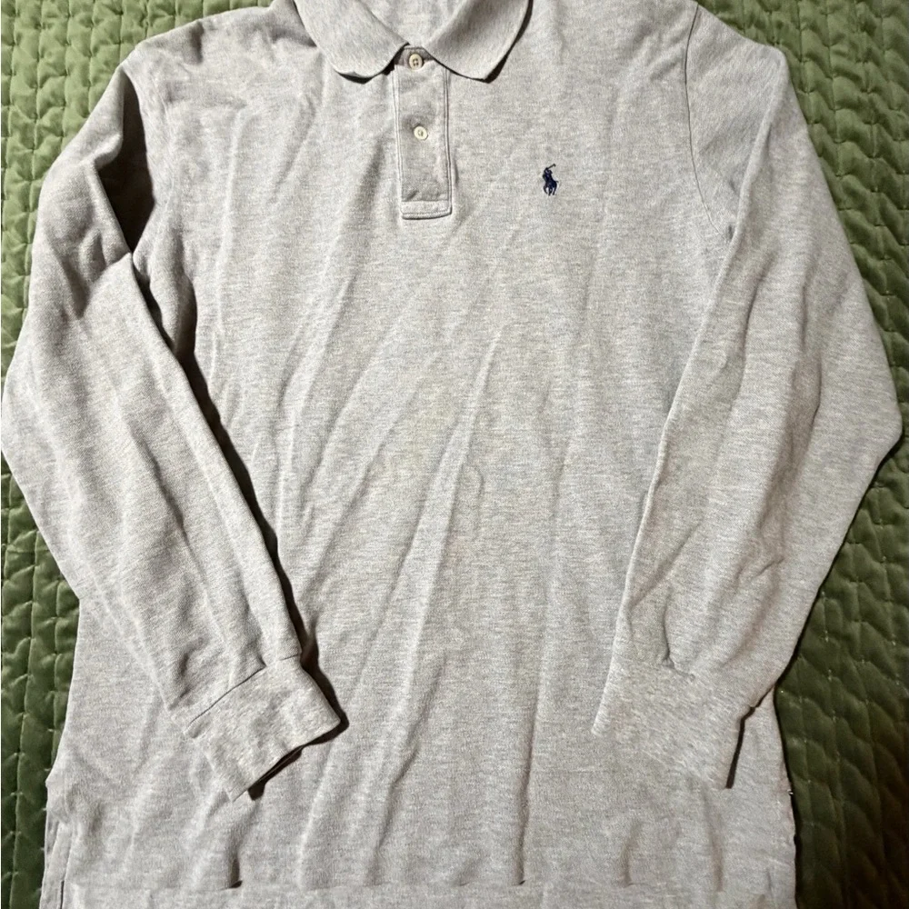 Polo Ralph Lauren grey long sleeve polo‎ shirt, blue logo size large